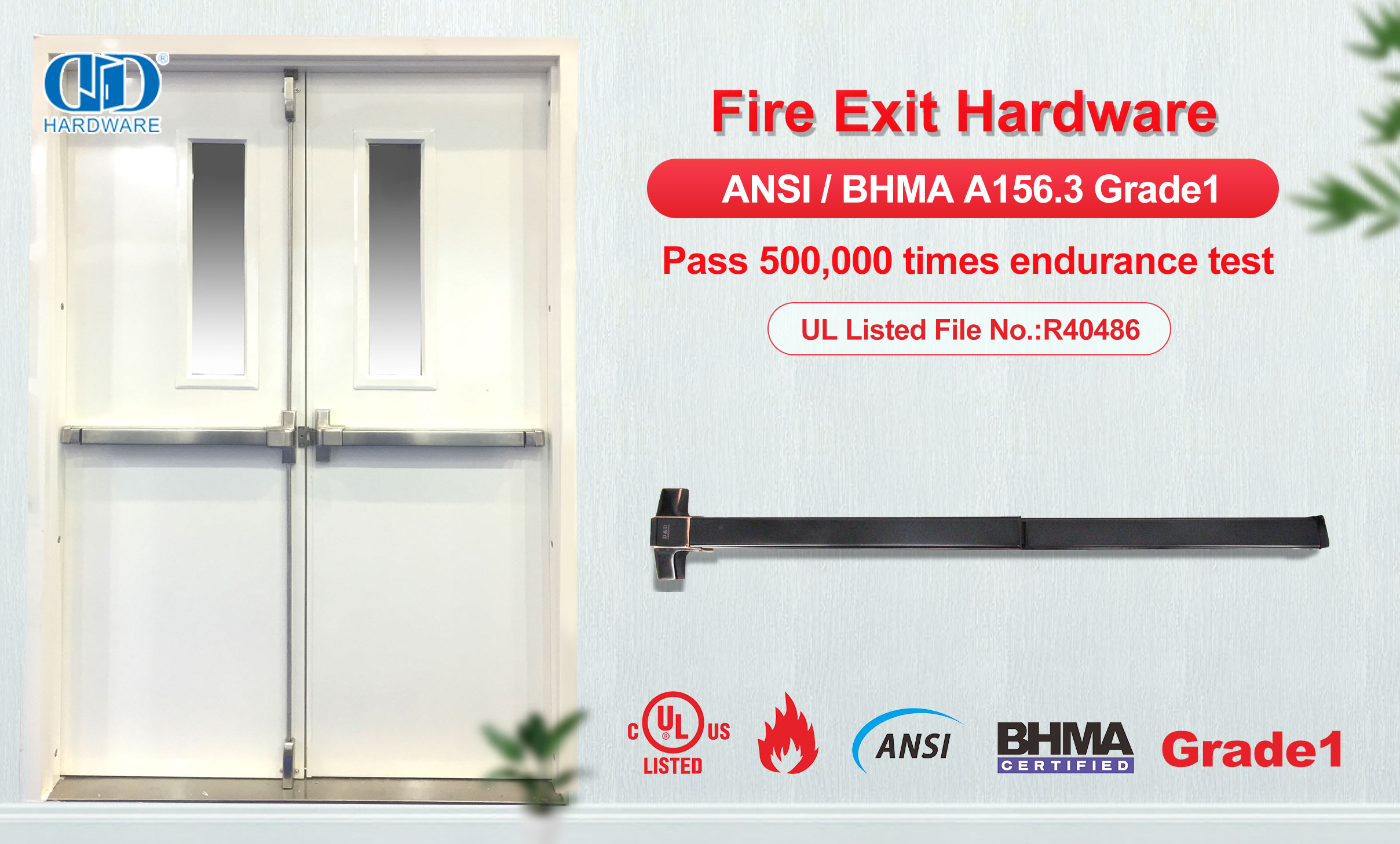 UL-gelistete UL 10C Notausgangs-Panik-Druckstange