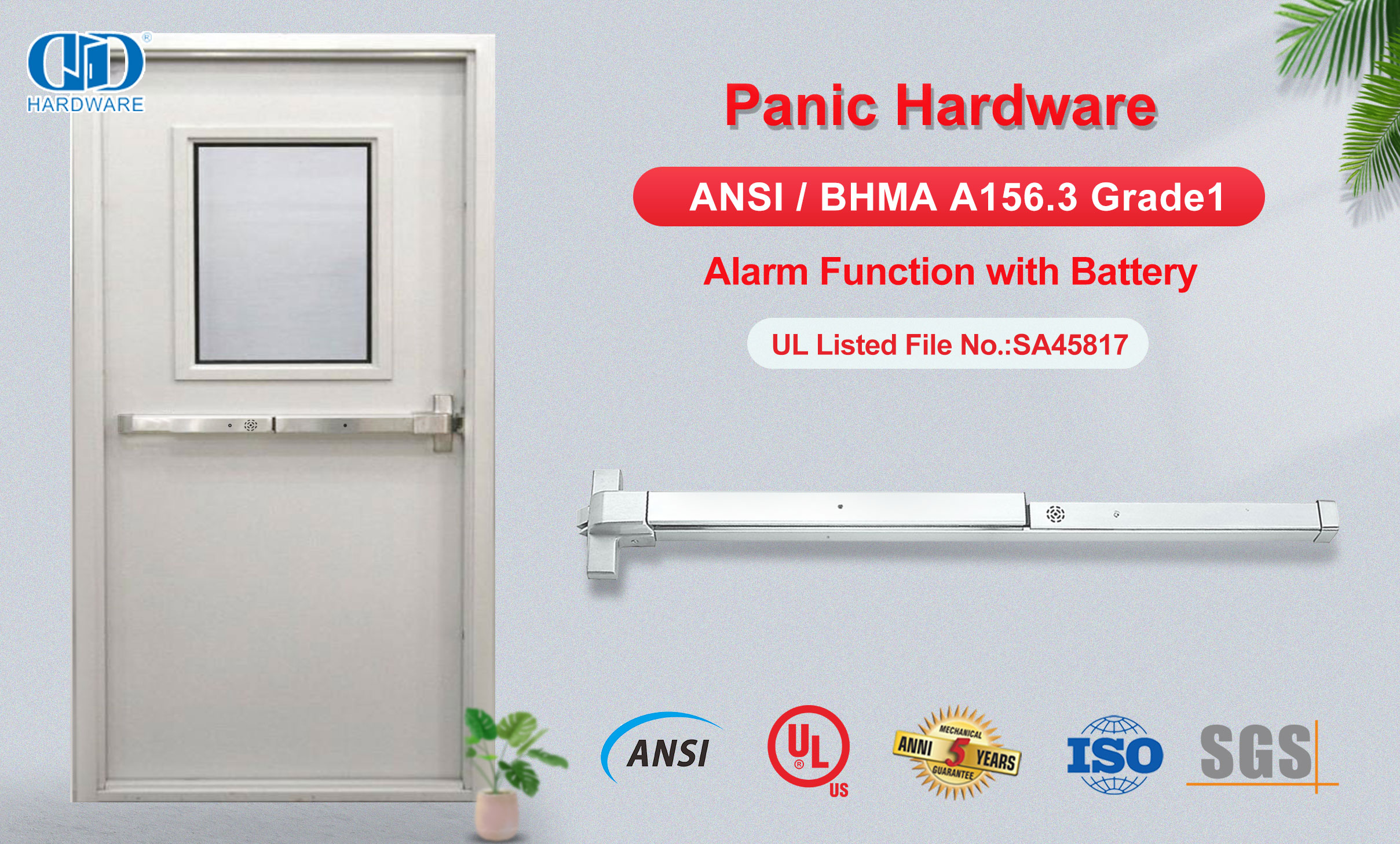 Sicherheit UL305 Alarmfunktion Panik-Hardwaregerät